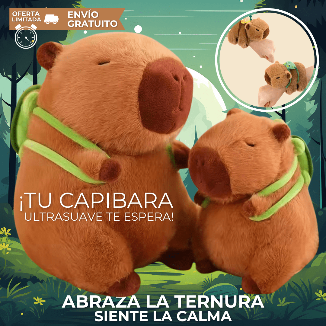 Peluche Capibara - Abrazo emocional y terapeutico + EBOOK y Llavero Capibara