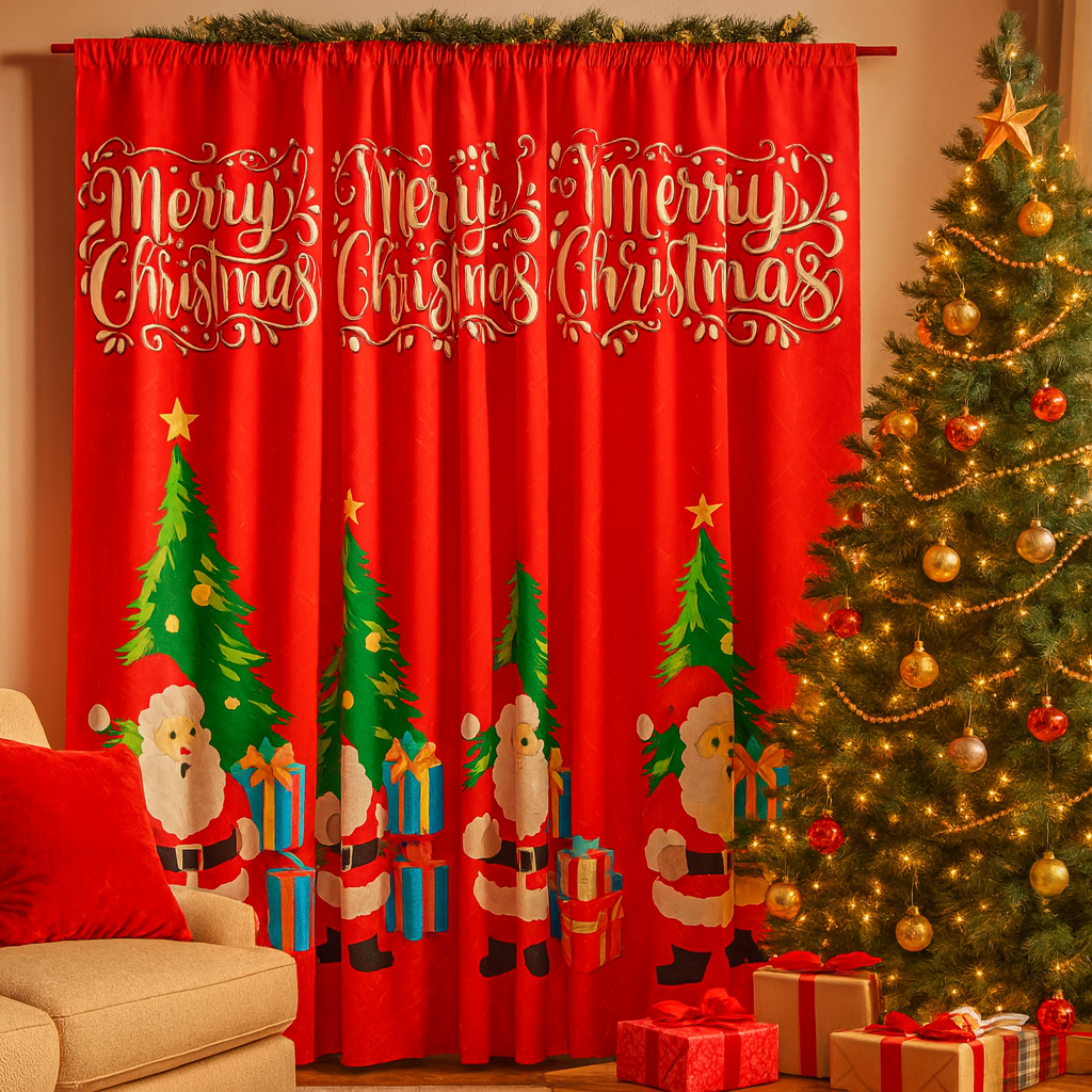 ELIGE FELICIDAD Y ESTILO - CORTINA NAVIDEÑA - 1.30 mt x 2.00 mt