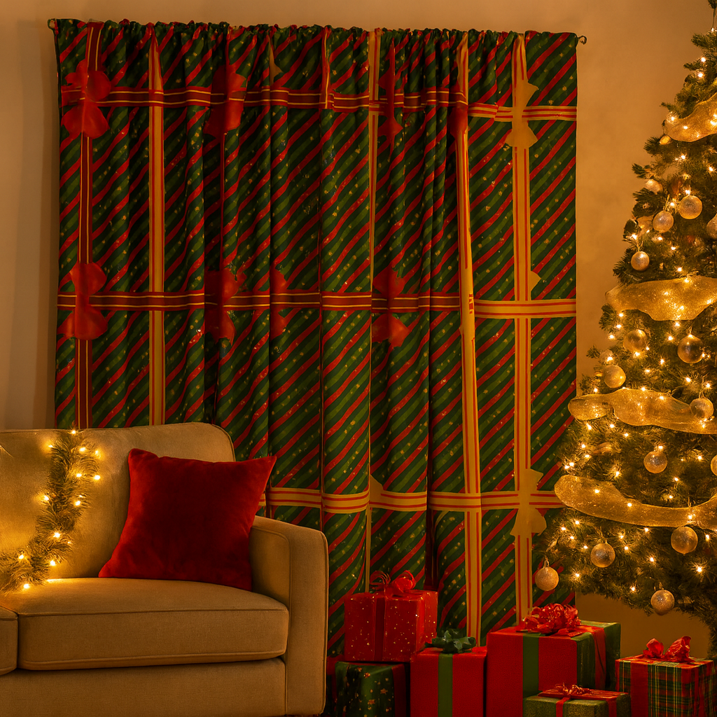 ELIGE FELICIDAD Y ESTILO - CORTINA NAVIDEÑA - 1.30 mt x 2.00 mt