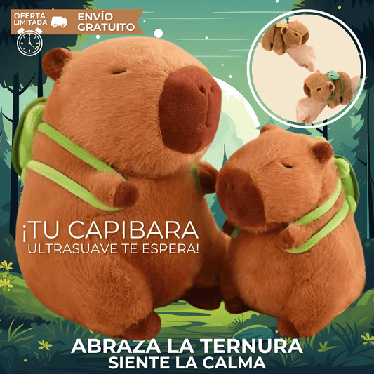 Peluche Capibara - Abrazo emocional y terapeutico + EBOOK y Llavero Capibara