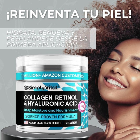 Crema hidratante de colágeno, retinol y ácido hialurónico antienvejecimiento